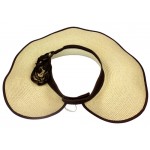 Straw Visor Hats - Foldable Accent With Matching Flowers - Natural - HT-5250NT